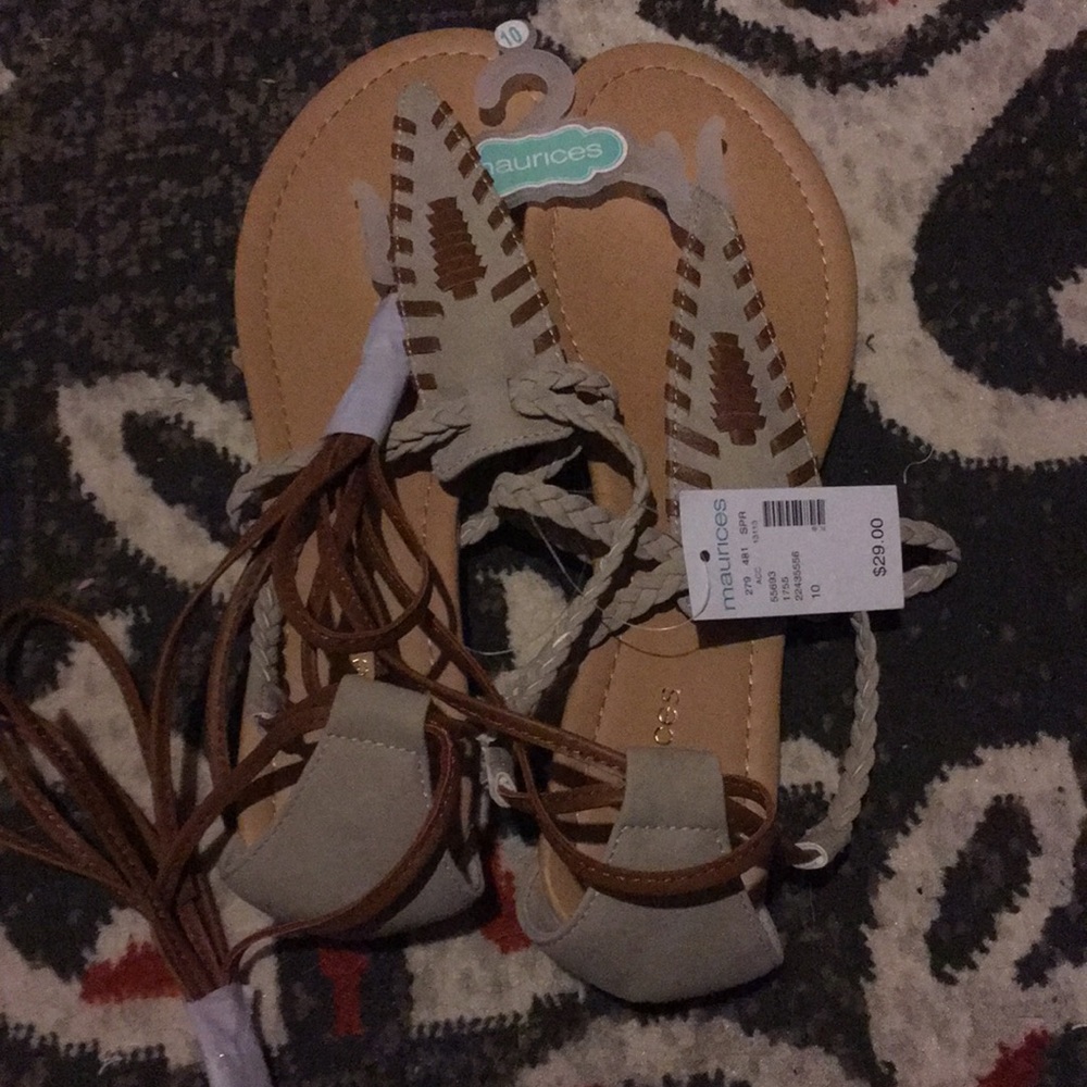 Maurice’s ankle tie sandals